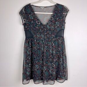 Ecote | Y2K Vibes Babydoll Floral Sheer Zoey Button Front Mini Dress  | XS